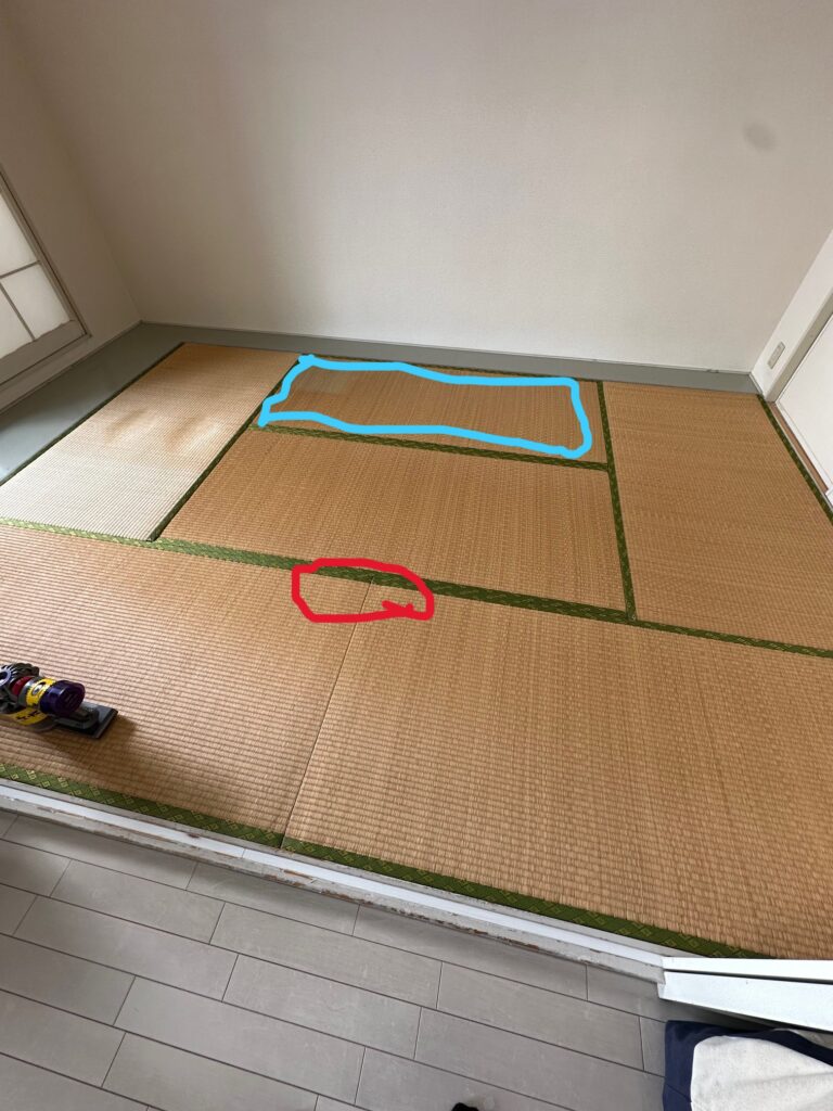 赤丸が傷んでいるところ